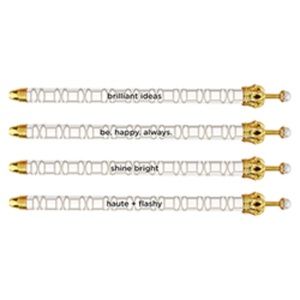 6 NWT Santa Barbara Design Studio White and Gray Pattern Pearl Crown Pens